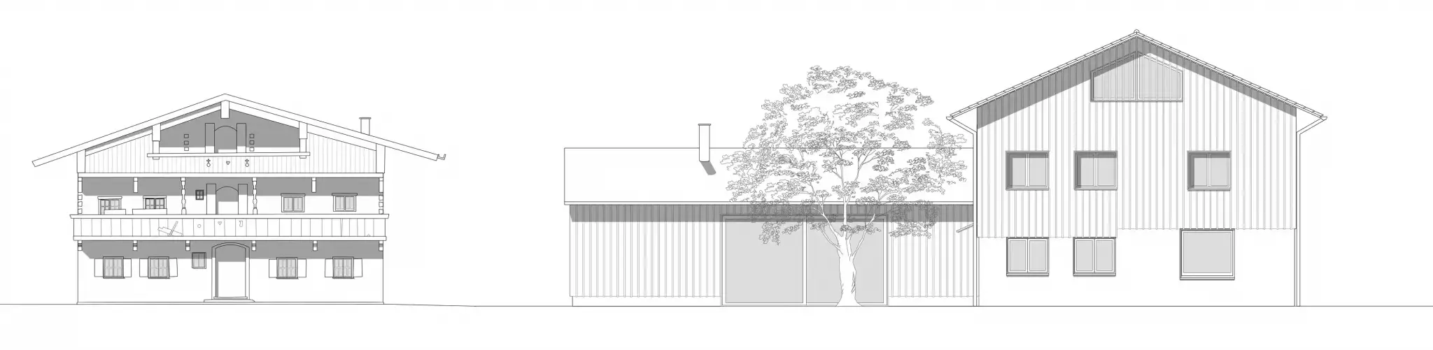 Gartenansicht Altbau Anbau - Umbau - Einbau