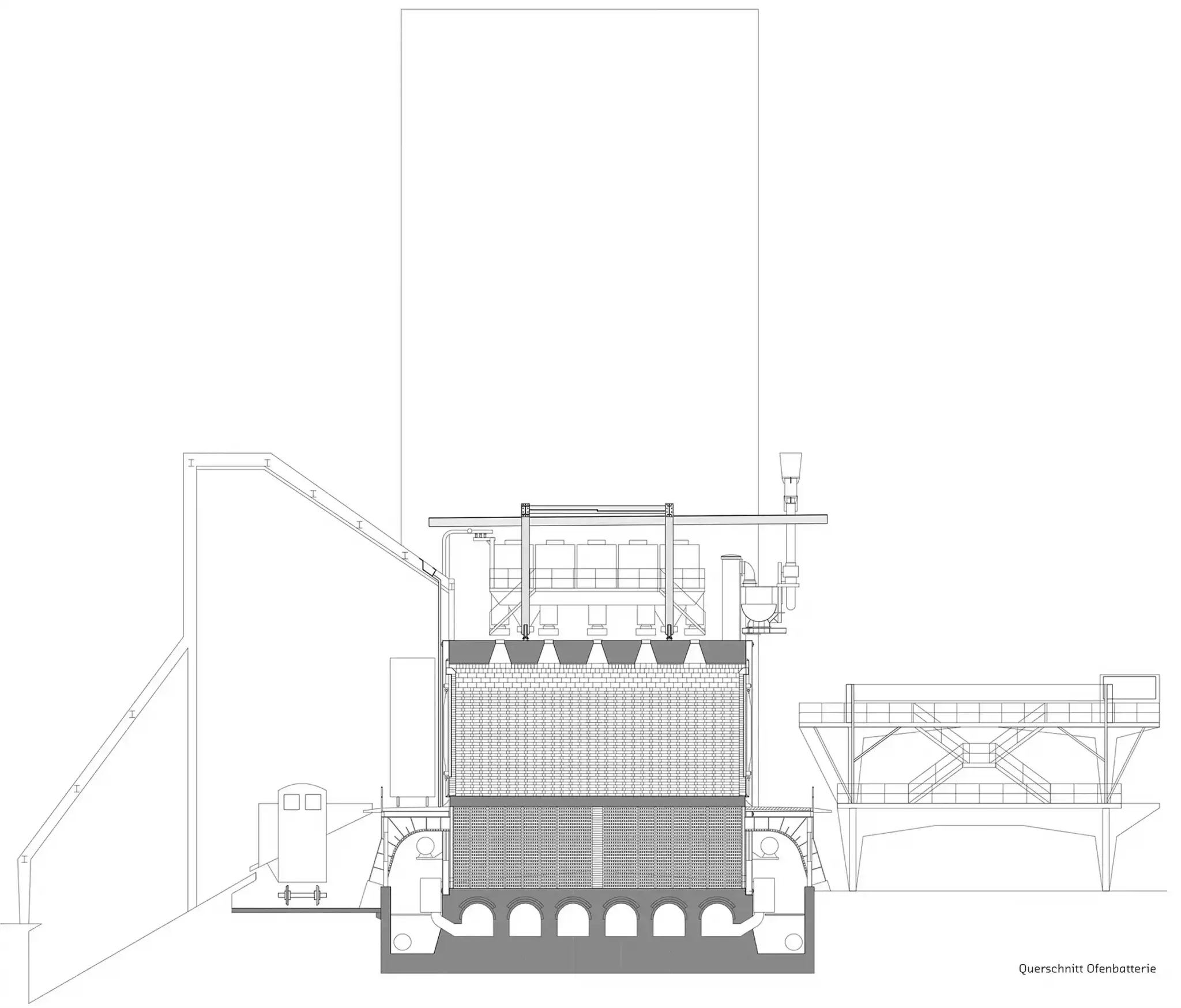 Querschnitt Ofenbatterie Querschnitt durch die Ofenbatterie